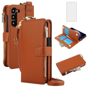 Imagem de Asuwish Capa de telefone para Samsung Galaxy A14/M14 5G Carteira com zíper com protetor de tela de vidro temperado, alça transversal, porta-cartão, bloqueio RFID, capa flip A 14 4G 14 A 14 M G5