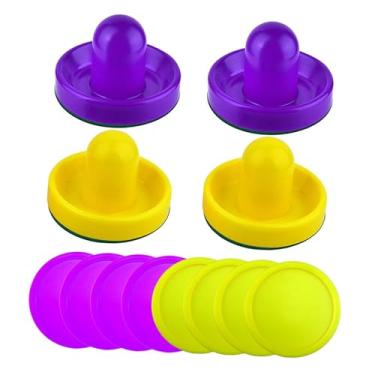 Imagem de Colaxi Empurradores e discos de air hockey Empurradores e discos de air hockey de substituição de tamanho grande discos de air hockey para mesas de jogo, estilo H