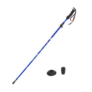 Imagem de Esquirla Dobrado caminhadas trekking cana telescópica forte suporte leve vara caminhada pólo para escalada ao ar livre, Curto Azul