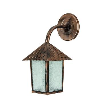 Imagem de Arandela Colonial Quadrada Vidro Pontilhado 1xe27 Cobre Liso - Blumenau Cobre Liso