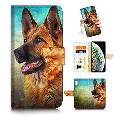 Imagem de AJOURTEK Para iPhone Xs, iPhone X, capa de telefone estilo carteira flip design arte cão gato gatinho filhote proteção de corpo inteiro AD005 (#24900 pastor alemão 24900 ixs)
