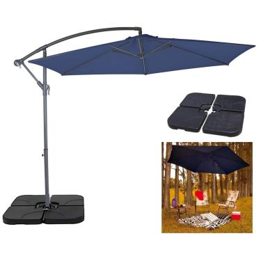 Imagem de Kit Ombrelone Lateral Suspenso 3m Bora Bora Com Manivela + Base 60L Quadrada - Mor