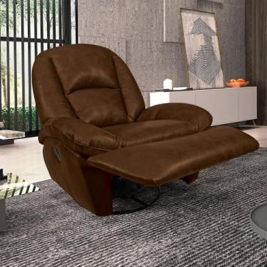 Imagem de Poltrona do Papai Sala de Cinema Carrie Reclinável Retrátil Manual Glider Giratória Couro Manchado Marrom Chocolate G40 - Gran Belo