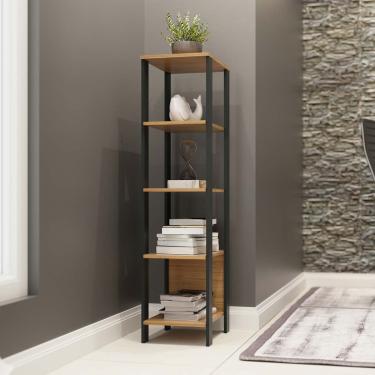 Imagem de Estante Industrial 5 Prateleiras 33x135 Cm 100% MDF Freijó Preto Fosco Dalla Costa