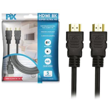 Imagem de Cabo HDMI 5M 2.1 8K HDR 19P 26AWG Preto PIX 018-1035
