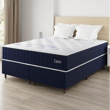 Imagem de Conjunto Colchão Mola Ensacada e Base Box Queen 67x158x198cm Cairo Yescasa Azul