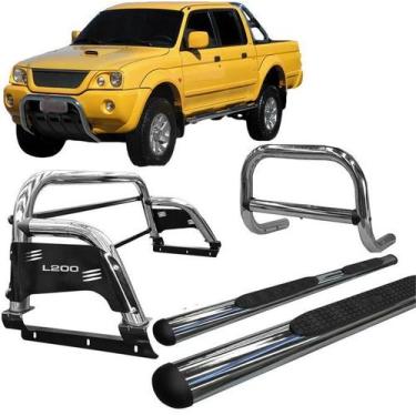 Imagem de Kit Quebra Mato Estribo Santo Antônio H3 L200 004 Cromado - HOZZ