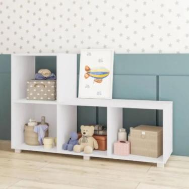 Imagem de Estante 'L' Infantil 4 Nichos Mdp 15Mm - BRV Móveis, Branco