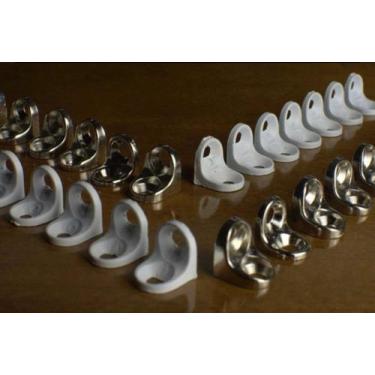 Imagem de 100 Mini Cantoneira 13x13 Cadeirinha Em AÃo 2 Furos Moveis - ferragens