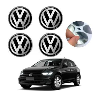 Imagem de Kit Jogo 4 Emblema Adesivo para Calota VW Volkswagen Resinado 48mm - E