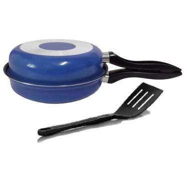 Imagem de Omeleteira teflon azul grande marpal com espatula