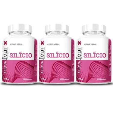 Imagem de Kit 3x Silício Orgânico 60 Cápsulas 500mg - New Four - NewFour, Sem Sa