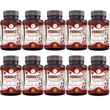 Imagem de KIT C/10 Ferro Vitamina C Quelado Premium 60 Cáps - Fits Life