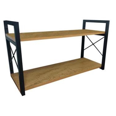 Imagem de Prateleira Dupla de Parede Estilo Industrial em Aço 25x68cm Mdf - Move