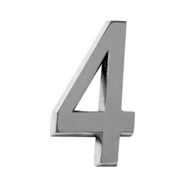 Imagem de Número Residencial 3D "4" Plástico ABS Cromado Metalcromo, Cromado