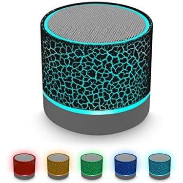 Imagem de Mini alto-falante Bluetooth portátil sem fio, alto-falante recarregável estéreo Super Bass com luzes LED, Preto