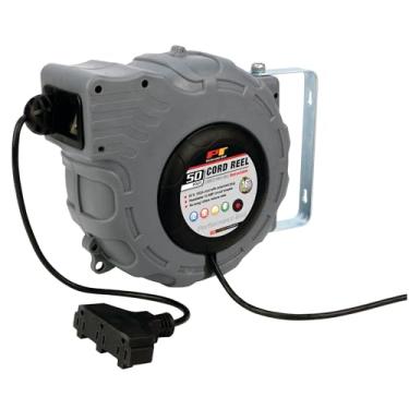 Imagem de Performance Tool Ferramenta de desempenho W2273 carretel de cabo retrátil para extensão de saída em oficinas e casa, preto/cinza, 15 m