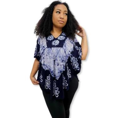 Imagem de Bata Indiana estilo Poncho Bordado Batik Plus Size PU 009 - Sarat Moda
