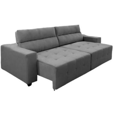 Imagem de Sofá Top Lubeck 3 Lugares 2,20 m Retrátil Reclinável Suede Cinza  Sofá