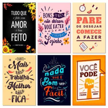 Imagem de Kit 6 Placas Decorativas Frases Amor Você Pode 20x30 cm Mdf - Art Prin