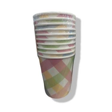 Imagem de 10 Copos de Papel Xadrez Colorido 270 ml Silver Festas - Inspire sua F