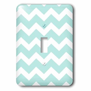 Imagem de 3dRose lsp_179677_1" Interruptor de alternância em zigue-zague azul menta e branco padrão chevron pastel turquesa azul-petróleo água, multicolorido