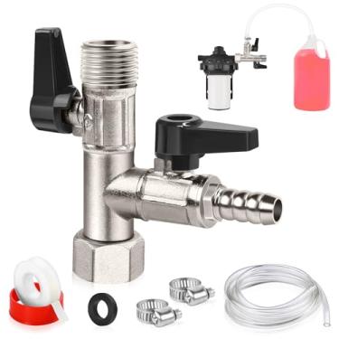 Imagem de Boltigen Kit de substituição de válvula de desvio de 3 vias por passagem de latão niquelado, conversor de bomba de barco RV 1/2NPT/Barb, kit de inverno para tubos de enchimento com anticongelante