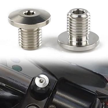 Imagem de REARACE Parafusos de encaixe de orifício para espelho de motocicleta inoxidável ajuste universal para Husqvarna Svartpilen/Vitpilen, Royal Enfield, CB500F/CRF250L, FZ-09/Tenere 700 e assim por diante (prata, 10 mm 2 reverso)