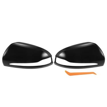 Imagem de X AUTOHAUX Par de capas de espelho retrovisor do carro do motorista do lado do passageiro de substituição preto brilhante para Mercedes-Benz C E GLC CLASSE W205 W213 W238 W222 C217 C253 X205 W253
