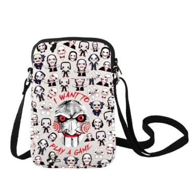 Imagem de LEVLO Bolsa tiracolo de suspense sádico para fãs de filmes de terror presente I Want To Play Game Puzzle Horror Shoulder Bag Thriller Merch, Play a Game C Bag, Small