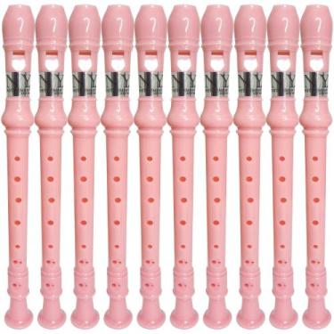 Imagem de Kit 10 Flautas Doce Germânica Rosa Claro FL 20G New York - NY Instrume