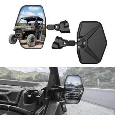 Imagem de XUTVOTOR Espelhos laterais para Can-Am Defender, espelhos retrovisores convexos de alumínio dobráveis ajustáveis para Can-Am Defender HD5 HD7 HD8 HD9 HD10 2016-2024 acessórios (substituir #715008101)
