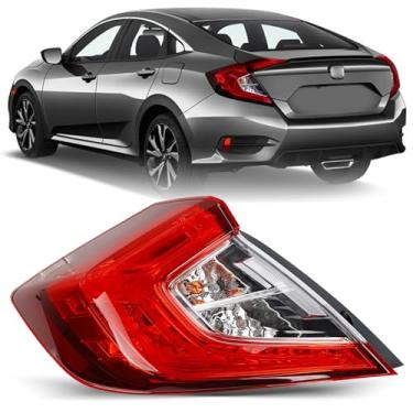 Imagem de Luzes traseiras de freio para Honda Civic Sedan 2016 a 2021 - Misakomo - Vermelho - Lâmpada traseira para lado esquerdo do motorista