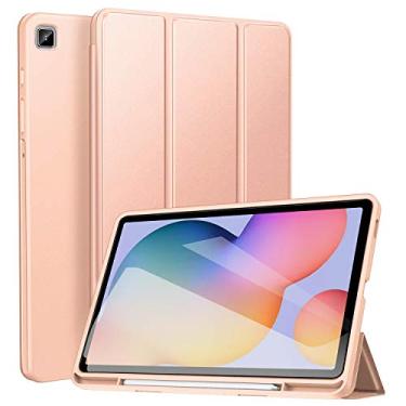 Imagem de Capa ZtotopCase para Galaxy Tab S6 Lite 10,4 polegadas com suporte para caneta, despertar/hibernar automática, fina PU leve com suporte dobrável para tablet Samsung Galaxy S6 Lite modelo SM-P610/P615 - ouro rosa