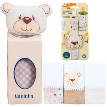 Imagem de Naninha + Prendedor de chupeta + Fralda de Boca Ursinho - Miguel Baby