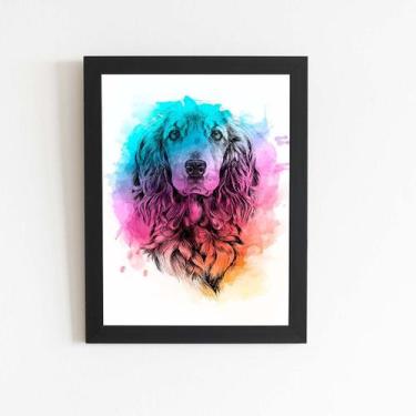 Imagem de Quadro Cocker Spaniel Inglês Cão Aquarela Moldura 60x40cm - PlimShop