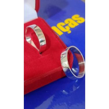 Imagem de Alianças prata 950 Namoro Compromisso 4.10 mm Lisa Brilhosa Par