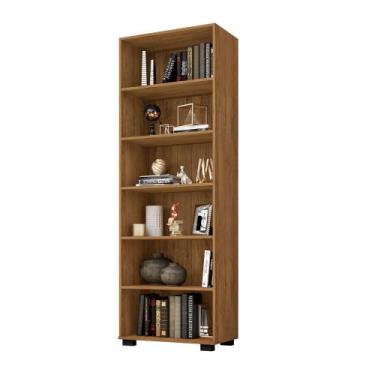 Imagem de Estante Para Sala De Madeira Com 5 Prateleiras Cor Freijó - Móveis Leã