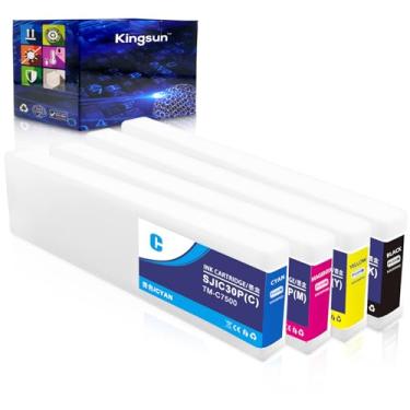Imagem de KSUMEI Conjunto de cartuchos de tinta SJIC30P C33S020635 C33S020636 C33S020637 C33S020638 Substituição para COLORWORKS TM-C7500G TM-C7500GE (pacote com 4, preto, ciano, magenta, amarelo)