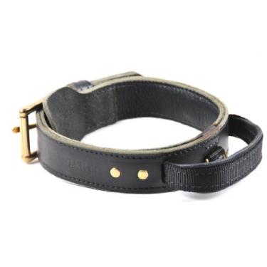 Imagem de Dean and Tyler "SIMPLICITY+", coleira de couro para cães com alça e ferragens de latão sólido – Preta – Tamanho 50,8 cm x 4,4 cm – Serve para pescoço de 45,7 a 56 cm