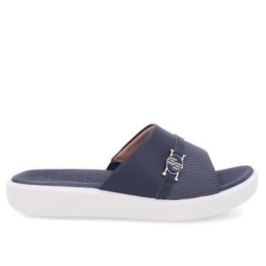 Imagem de Tamanco usaflex em couro ref al0103 feminino, 35, Azul