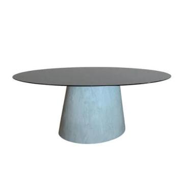 Imagem de Mesa de Jantar Cone Cimento Queimado Oval 235x122 cm Tampo Laqueado - 