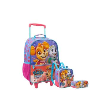 Imagem de Kit Patrulha Canina G Skye Mochila Rodas+Lancheira+Estojo T