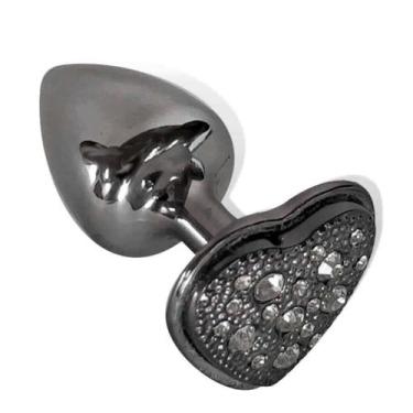 Imagem de Plug Anal Coração com Pedra Cravejada - Hard, Preto