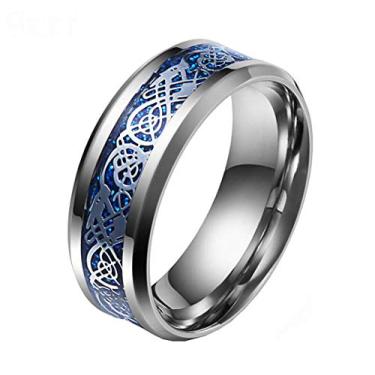 Imagem de HIJONES anel giratório de dragão celta de fibra de carboneto unissex de aço inoxidável para casamento