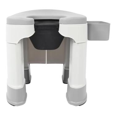 Imagem de Cômoda de Cabeceira, Almofada de PU Confortável, Base Estável, Resistente, Forte Força de Adsorção, Alta Capacidade de Carga, Penico Adulto Dobrável para Quarto (Cinza)