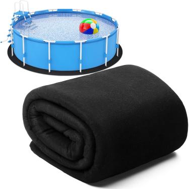 Imagem de Tinideya Forro de piscina redondo de 4,5 m, resistente a perfurações, forro de piscina acima do solo, tapetes de piscina para fundo de piscina durável geotêxtil de poliéster para piscina (preto)