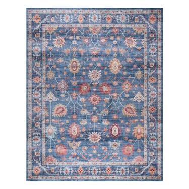 Imagem de Gertmenian Tapete de área boho tufado para interior impresso - antiderrapante, ultrafino, super forte - Decoração de casa para entrada, quarto, sala de estar - 9,5 x 11,5, azul cullen, 28942