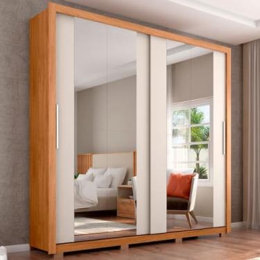 Imagem de Guarda-Roupa Casal Praticus Double Lux 2 Portas 4 Gavetas com Espelho Freijó/Off White - Caemmun