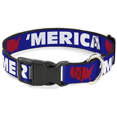 Imagem de Buckle-Down PC-W30029-L/USA Silhouette azul/branco/vermelho coleira com clipe de plástico, grande/38-66 cm